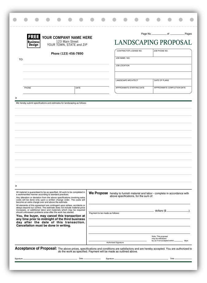 Free printable landscaping invoice